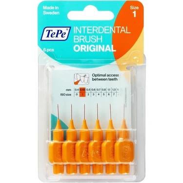 Tepe Arayüz Fırçası 0,45 mm Orta Sertlikte 6'lı Turuncu Paket Hassas Diş Etleri İçin