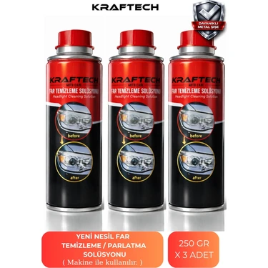 Kraftech Yeni Nesil Premium I Buharlı Araba Far Temizleme Ve Parlatma Solüsyonu I Kloroform Uyumlu