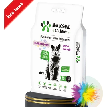 Magicsand Gökkuşağı Bentonit Kedi Kumu 20 lt Bitkisel Koku ve Etkili