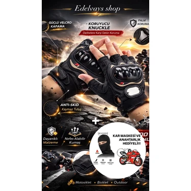 Edelvays Shop Yüksek Kalite Yazlık Motosiklet Eldiveni Yasaya Uygun Ts EN13594 Etiketli Korumalı