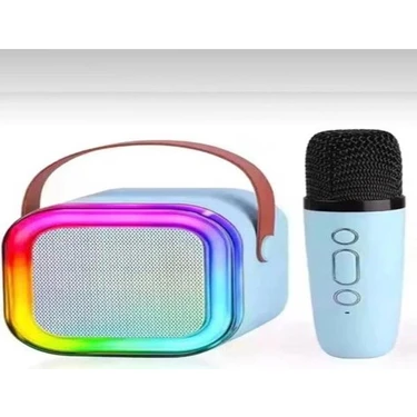 CAILON  Rgb Işıklı Bluetooth Karaoke Hoparlör + 1 Mikrofon Kablosuz Mikrofon Çocuk ve Yetişkin