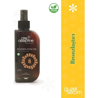 Cire Aseptine Bronzlaştırıcı Güneş Yağı 8 Spf 200