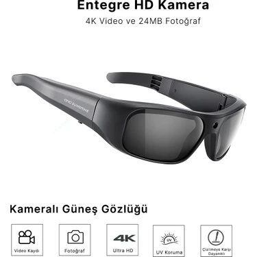 Oho Sunshine 628 4K Ultra Hd Kameralı Akıllı Güneş Gözlüğü - 128GB Hafıza, TR90 Esnek Çerçeve, Uv