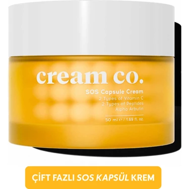 Cream Co. Leke Karşıtı Cilt Tonu Eşitleyici C Vitamini Nemlendirici Kapsül Yüz Kremi 50 ml | Tüm