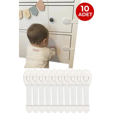 Ketbox Bebek Çocuk Güvenlik Kilidi | Vidalama Gerektirmez | Çekmece Dolap Beyaz Eşya Kilidi | Çift