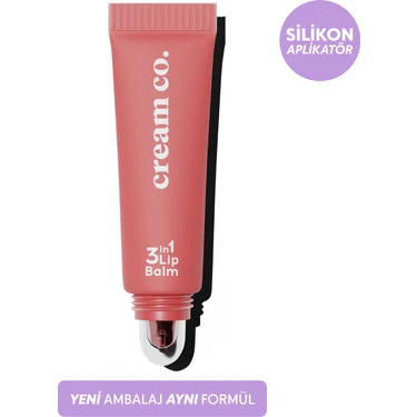 Cream Co. Nemlendirici Parlatıcı 3in1 Lip Balm | Dudak Bakım | Cupcake Rose Gülkurusu Hyaluronik