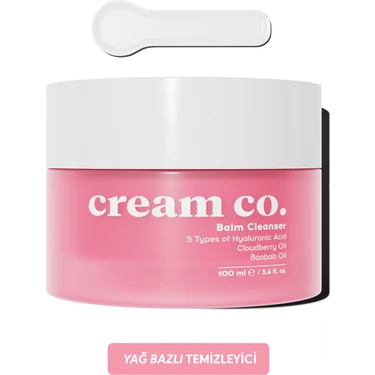 Cream Co. Yağ Bazlı Balm Yüz Makyaj Temizleyici |Nemlendirici | Hyaluronik Asit | 100