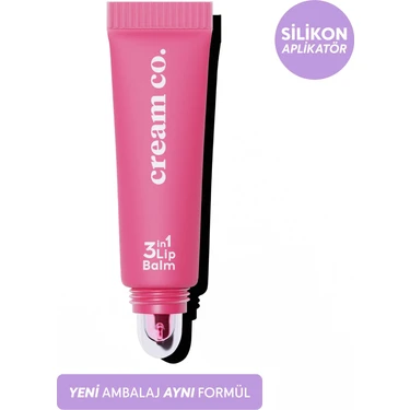 Cream Co. 3in1 Lip Balm 402 | Nemlendirici Parlatıcı Dudak Bakım | Pembe Sakız | Hyaluronik Asit
