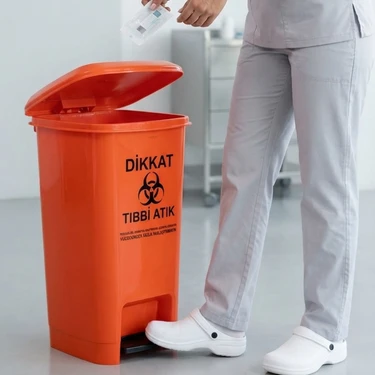 Melkan Home Tıbbi Atık Kovası 25 Litre Pedallı Tıbbi Atık Kutusu Slim Pedallı Çöp Kovası Atık