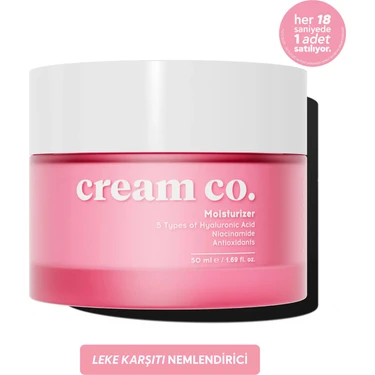 Cream Co. Su Bazlı Moisturizer Nemlendirici Yüz Kremi | Hyaluronik Asit | 50 ML | Tüm Cilt