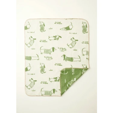 Sausage Dog Pamuklu Bebek Battaniyesi Yeşil (100X120