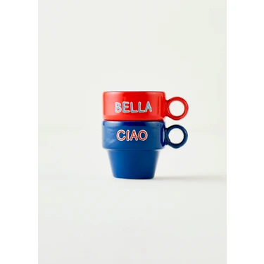 Bella Maison  Line Espresso 2'li Seti Mavi-Kırmızı (105