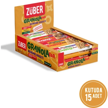 Züber Granola Bar Deneme Paketi 25gr X 15 Antep Fıstıklı, Kırmızı Meyveli, Yer Fıstıklı