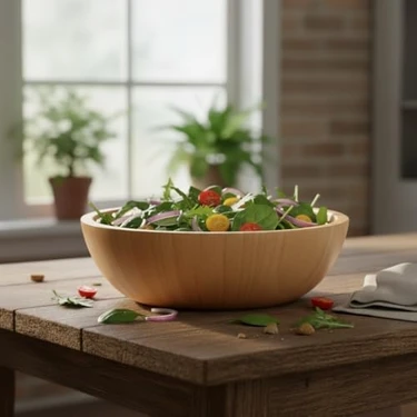 TeknoKapsül Doğal Bambu Salata Kasesi – 20CM & 25CM Çap Seçenekli El Yapımı Derin Ahşap Servis ve