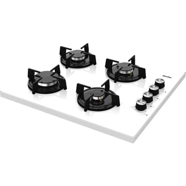 Simfer Cam Set Üstü Beyaz Gazlı Ocak 4 Gözlü Otomatik Ateşleme Özelliği ile Şık
