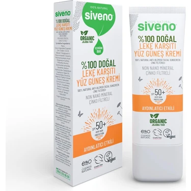 TeknoKapsül SIVENO%100 Doğal Yüz Güneş Kremi Leke Karşıtı Aydınlatıcı Mineral Filtre Uva Uvb Spf