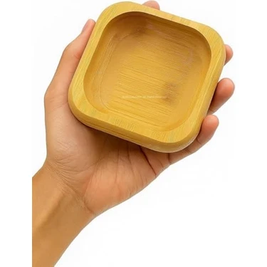 TeknoKapsül 6’lı Kare Sunum ve Servis Kase Seti –%100 Doğal Bambu, 9x9