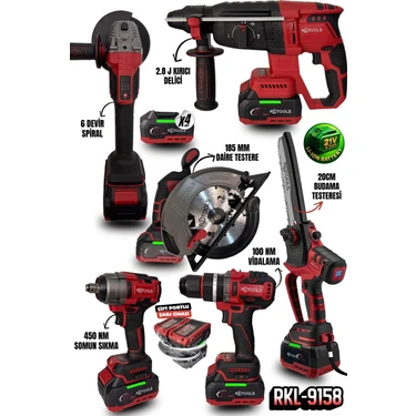 Retools RKL-9158 Bordo 6'lı Set (185 mm Daire Testere - Dal Budama