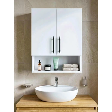2 Kapaklı Banyo Dolabı, Çok Amaçlı Dolap, Banyo Ecza Dolabı ,beyaz,