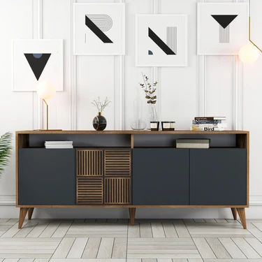 Variant Mobilya Variant Milan Konsol Ceviz Antrasit Modern Tasarım 78 x 180 x 35 cm Dayanıklı ve