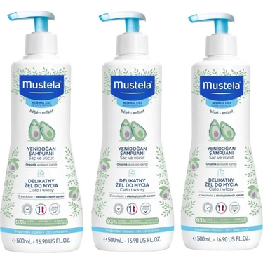 Mustela 3 Kutu Yenidoğan Şampuanı 500 ml Göz Yakmayan Formül ile Hassas Ciltlere
