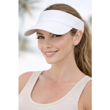 Unisex Beyaz Uv Korumalı Tenis Şapkası – Ayarlanabilir Cırt