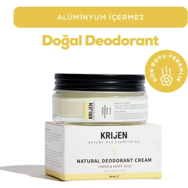 Krijen Doğal Deodorant - Ihlamur Çiçeği & Üzüm Çekirdeği Krem Deodorant 50 ml