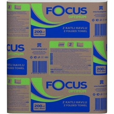 Focus Optimum Z Katlı Dispenser Havlu 200 Yaprak x 12 Paket Dayanıklı ve Ultra Emici