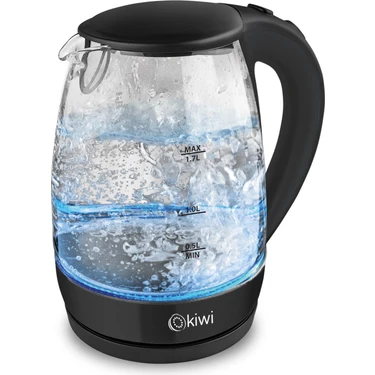 Kiwi Cam Kettle 1,7 lt Siyah Otomatik Kapanma Özellikli Dayanıklı Su