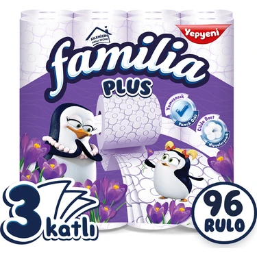 Familia Plus 3 Katlı Parfümlü Tuvalet Kağıdı Jumbo Paket 96 Rulo Yumuşak ve