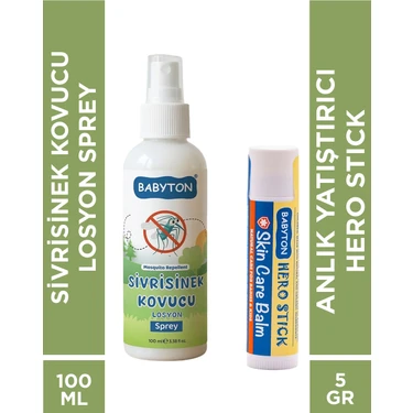 Babyton Sivrisinek Kovucu Losyon Sprey + Hero Stick 5 ml 2'li
