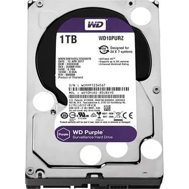 Kaia Life Wd 3.5 Purple 1tb 5400RPM 64MB Sata3 Güvenlik HDD WD10PURZ (7/24)
