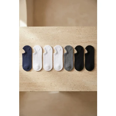 Katia & Bony Unisex 7'li Paket Sneakers Patik Çorap Siyah / Beyaz / Lacivert /