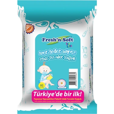 Fresh'N Soft 60'lı Islak Tuvalet Kağıdı Çocuklar İçin Parfümsüz Temizlik ve