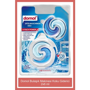 Domol Bulaşık Makinası Kokusu 2x6 ml Saf Tazelik 120 Yıkama Pratik Klipsli Tutucu