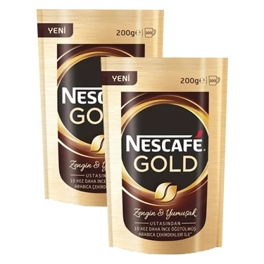 Nescafe Gold Yumuşak Lezzetli Eko Paket Kahve 200 Gr 2li Türkiye