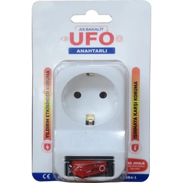 As Bakalit Ufo Anahtarlı Tekli Fişli Priz Beyaz 3500w Isınmaya Karşı Koruma Sağlar