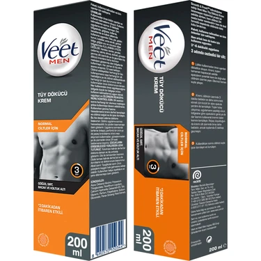 Veet Men 200 ml X 2 Tüy Dökücü Krem Erkekler İçin 3-6 Dakikada Etkili