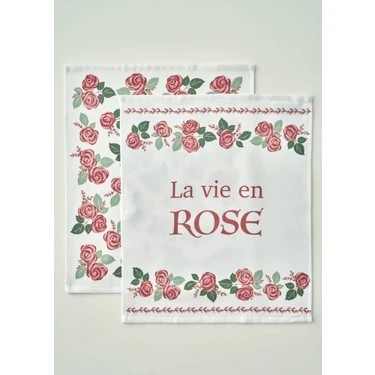 Rose Pamuklu Baskılı Kurulama Bezi 2'li Krem (40X50