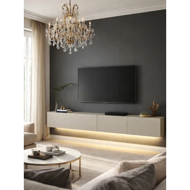 Dorpek Homeros Led'li Tv Sehpa & Ünitesi, Duvara Monte Tv Ünitesi Kumtaşı 240