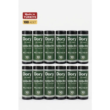 Dory Jumbo Boy Çöp Poşeti-Çöp Torbası 10 Adet 80X110 300 gr