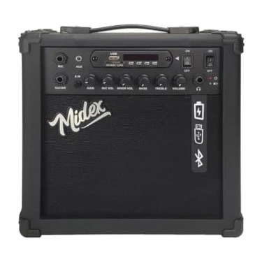 Midex MGA-25BK Elektro Gitar Amfisi 25 Watt USB Bluetooth Şarjlı 2