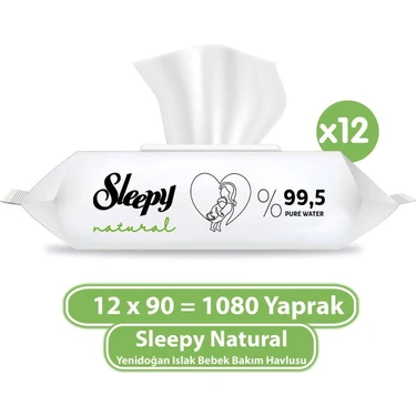 Sleepy Natural Yenidoğan Islak Bebek Bakım Havlusu 1080 Yaprak 12'li Set Hassas Cilt