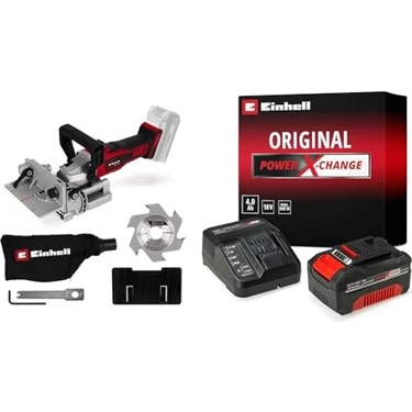 Einhell Te-Bj 18 Li - Solo, Akülü Yassı Dübel Frezesi + Einhell 18V 4,0 Ah Pxc Starter Kit, Akü &