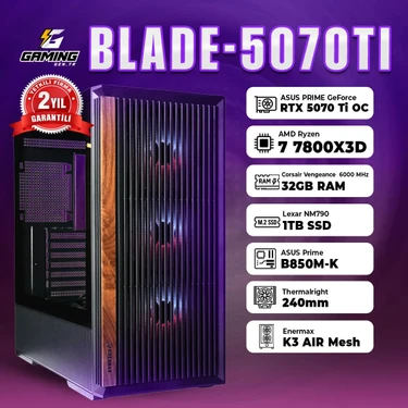 GamingGenTR BLADE-5070TI /Asus Prime RTX 5070 TI / AMD Ryzen 7 7800X3D / 32 GB Ram / 1 TB SSD / OEM