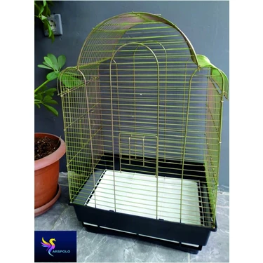 Arspolo Gold Kaplama Papağan Kafesi 43 cm Genişlik 34 cm Derinlik 68 cm Yükseklik Uygun