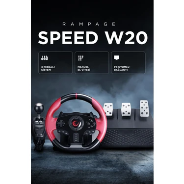 Rampage Speed W20 Pc Only Pc 3 Pedallı - El Vitesli Gaming Oyuncu