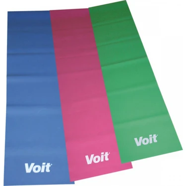 Voit Pilates Band Seti 120x15 cm Mavi Pembe Yeşil Renkli Yüksek Orta Düşük