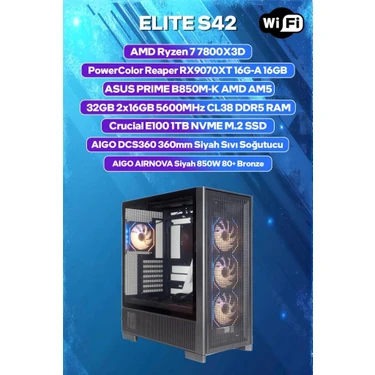 Game Garaj Elite S42 Amd Ryzen 7 7800X3D 32GB Ram 1tb SSD RX9070XT 360MM Sıvı Soğt Freedos Oyuncu