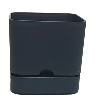 Poliwork Kare Saksı Tabaklı 2,3 Lt – 16x15 cm Dekoratif Kare Plastik Çiçek